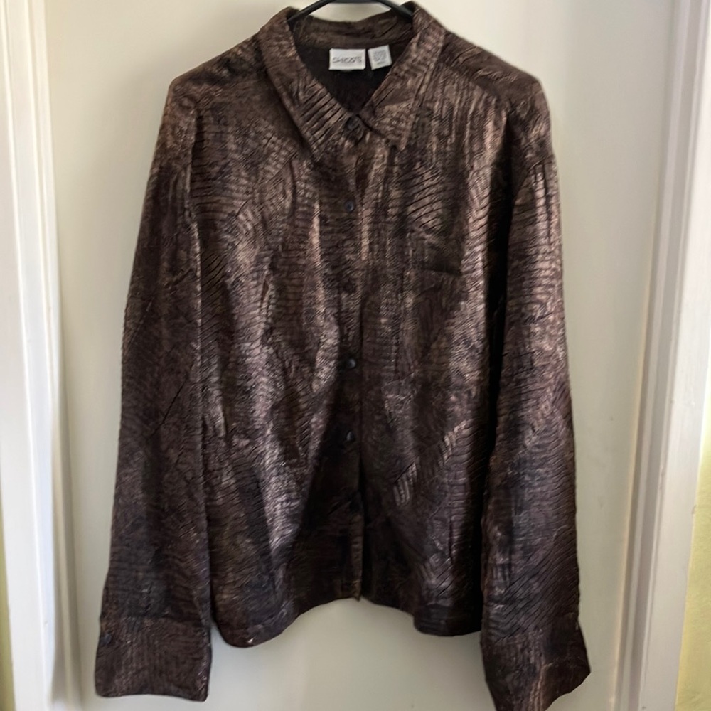 Chico's Textured Brown Shirt